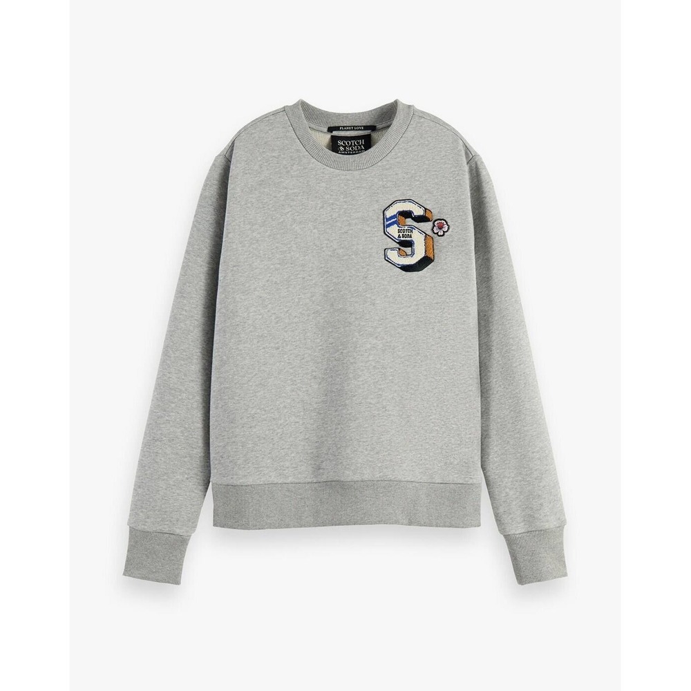 SCOTCH & SODA Artwork Crew Neck Sweatshirt Gray Monogram S Academia Medium
